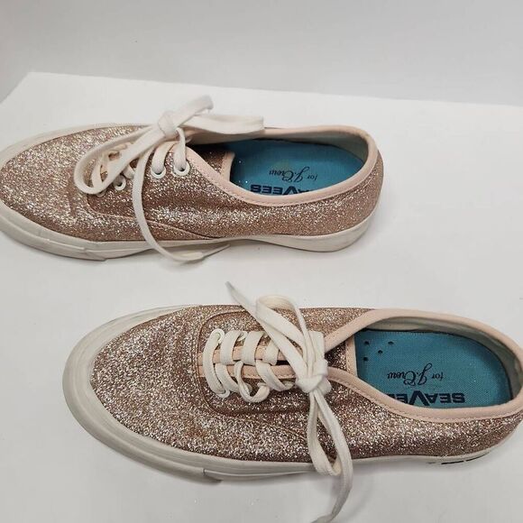 SeaVees J.Crew Womens Rose Gold Sparkle Glitter Legend Sneaker Shoes Size 6 - Picture 11 of 11